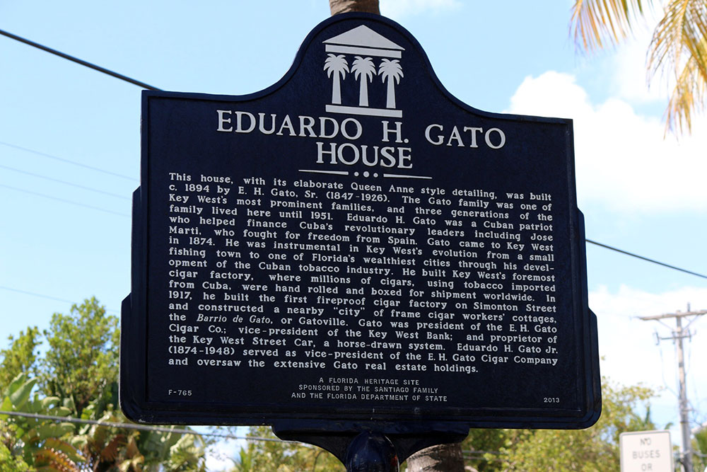Historic Key West Sign Edurado Gato House